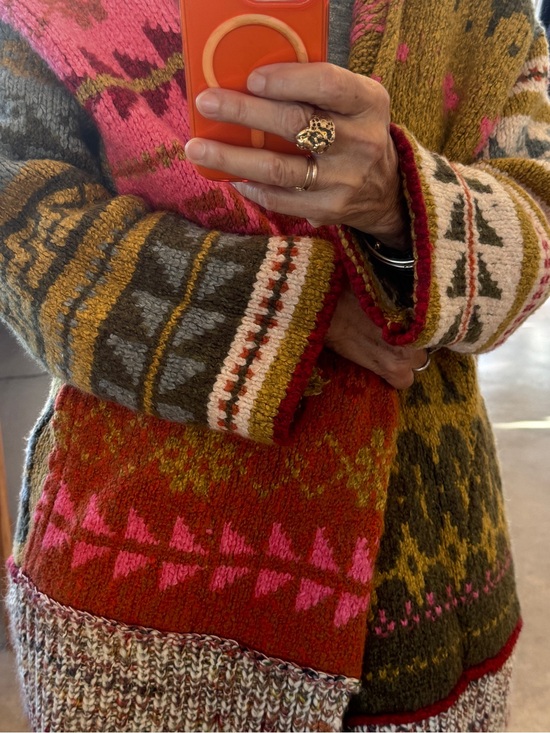 Free People Sweaters - Free People Fair Isle Cotton Wool Wrap Hooded Cardigan
